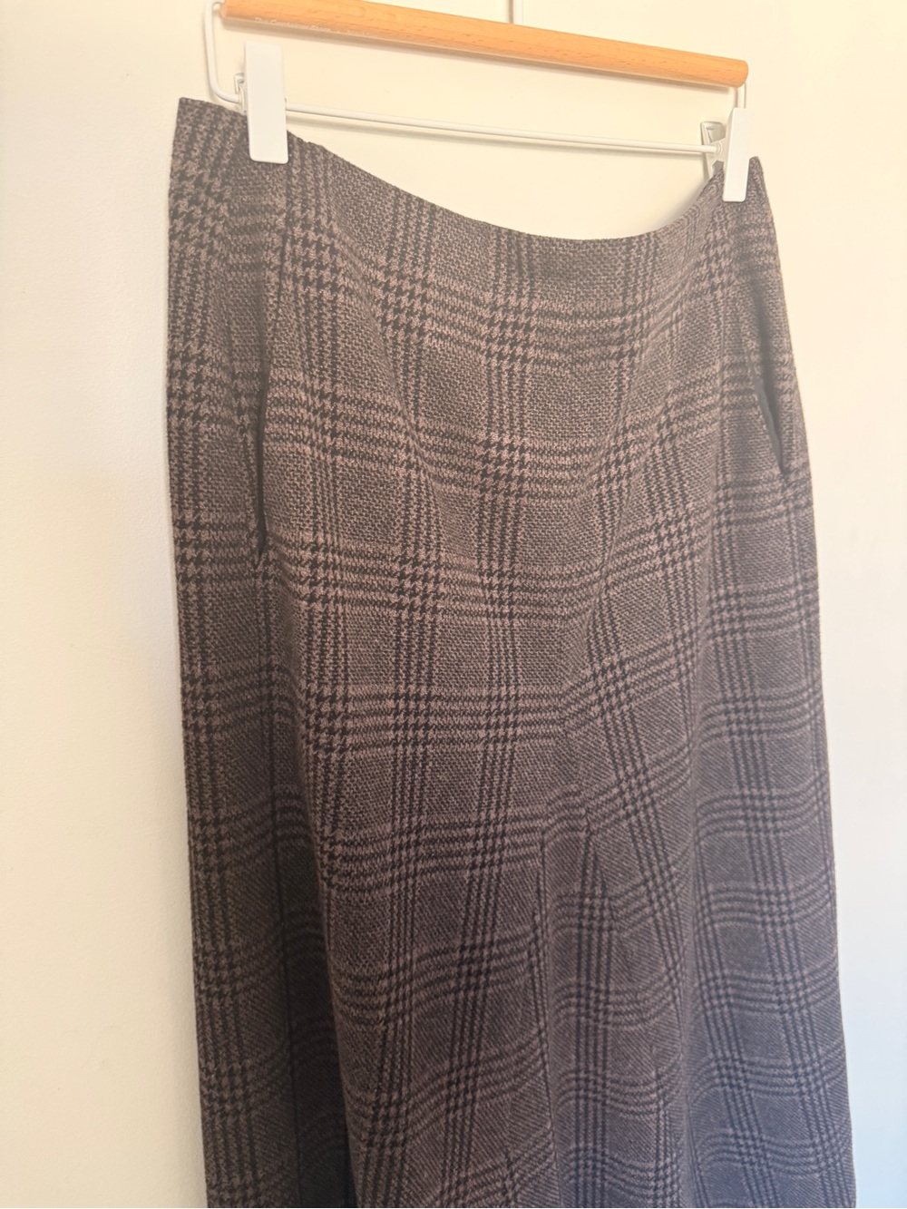 Tibi Lutz Knit Godet Midi plaid A-Line Midi Skirt - Picture 8 of 10